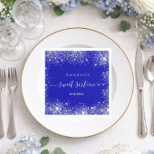 Sweet 16 royal blue zilver glitter stofmonogram servet