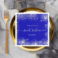 Sweet 16 royal blue zilver glitter stofmonogram