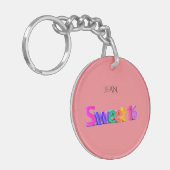 Sweet 16 roze acryl sleutelhanger, gepersonaliseer sleutelhanger (Voorkant Links)
