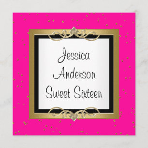 Sweet 16 Roze Black White Gold Spots Jewel Kaart