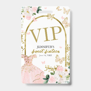 Sweet 16 Roze Bloemachtige Verjaardag 16 Verjaarda Badge