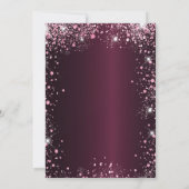 Sweet 16 roze bordeaux glitter jurk bloemenkledij kaart (Achterkant)