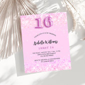 Sweet 16 roze confetti meisje budget uitnodiging flyer