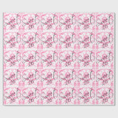 Sweet 16 Roze Damask Girly Birthday Party Cadeaupapier (Vlak)