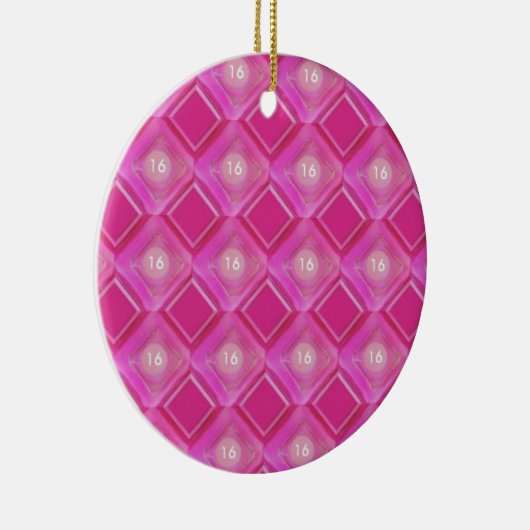Sweet 16, Roze Diamonds-nummer Keramisch Ornament (Rechts)