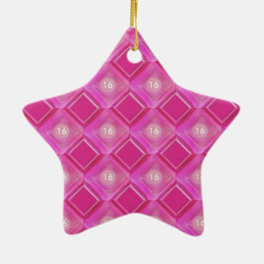 Sweet 16, Roze Diamonds-nummer Keramisch Ornament (Achterkant)