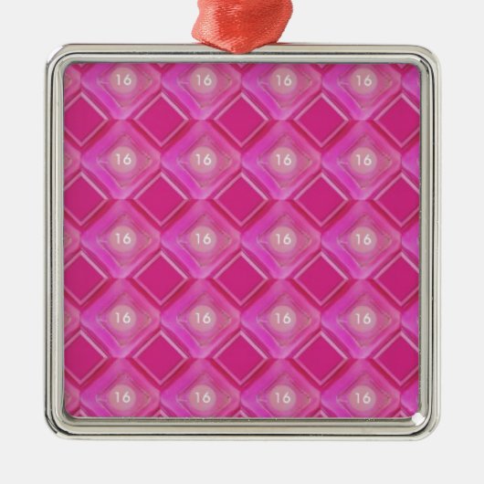 Sweet 16, Roze Diamonds-nummer Metalen Ornament (Voorkant)