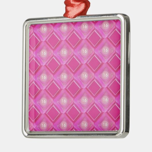 Sweet 16, Roze Diamonds-nummer Metalen Ornament (Links)