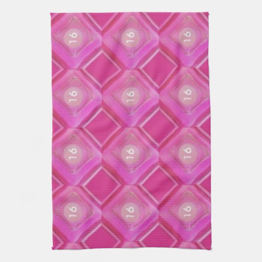 Sweet 16, Roze Diamonds-nummer Theedoek (Verticaal)