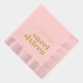 Sweet 16 roze en gouden folie gestempeld servetten (Rechts)