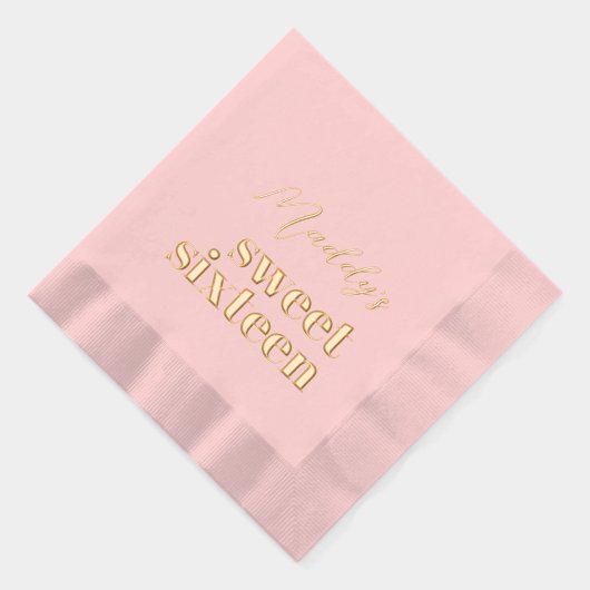 Sweet 16 roze en gouden folie gestempeld servetten (Rechts)