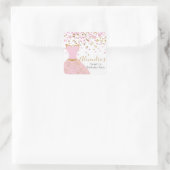 Sweet 16 Roze en Gouden Folie Jurk Vierkante Sticker (Tas)