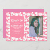 Sweet 16 roze en witte puzzel foto kaart (Voorkant / Achterkant)