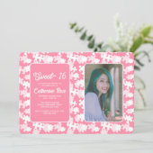 Sweet 16 roze en witte puzzel foto kaart (Staand voorkant)