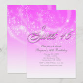 SWEET 16-roze en zilveren sparkle-partij Kaart (Voorkant / Achterkant)