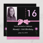 Sweet 16 Roze en zwarte uitvindingen Kaart (Voorkant / Achterkant)