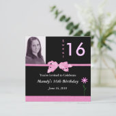 Sweet 16 Roze en zwarte uitvindingen Kaart (Staand voorkant)