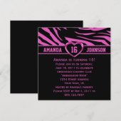 Sweet 16 Roze en Zwarte Zebra Afdrukroze hart Kaart (Voorkant / Achterkant)
