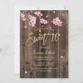 Sweet 16 Roze Floral Cherry Blossom Barn Wood Kaart (Voorkant)