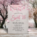 Sweet 16  Roze Floral Cherry Blossom Kaart<br><div class="desc">roze Floral Cherry Blossom Sweet 16 uitnodigingen.</div>