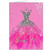 Sweet 16 Roze Glam Dress Birthday Card (Voorkant)