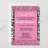 Sweet 16 Roze Glitter Colorful Leopard Print Wild Kaart (Voorkant)