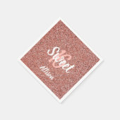 Sweet 16 roze glitter gepersonaliseerd servet (Hoek)