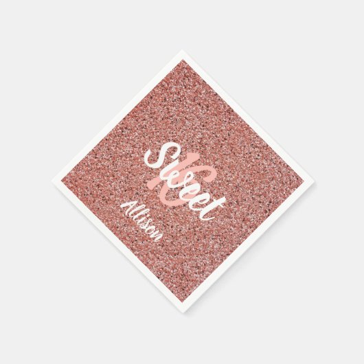 Sweet 16 roze glitter gepersonaliseerd servet (Hoek)