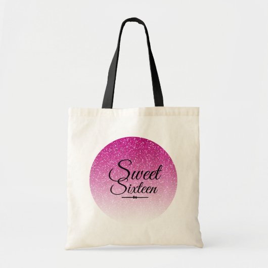 Sweet 16 Roze Glitter Ombre 16e Verjaardag Tote Bag (Voorkant)