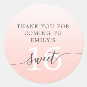 Sweet 16 Roze Glitter Ombre - Hartelijk dank voor  Ronde Sticker