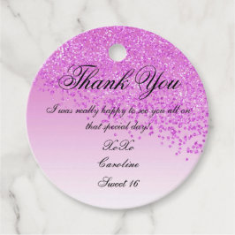 Sweet 16 - Roze glitter op maat Bedankjes Labels