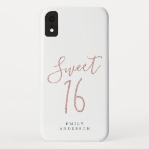 Sweet 16 Roze Glitter Schrift Witte 16e Verjaardag Case-Mate iPhone Case