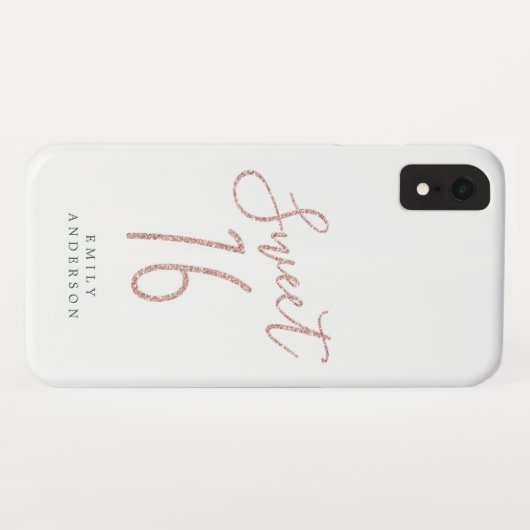 Sweet 16 Roze Glitter Schrift Witte 16e Verjaardag Case-Mate iPhone Case (Achterkant (horizontaal))