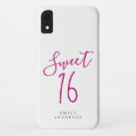 Sweet 16 Roze Glitter Script White 16th Birthday Case-Mate iPhone Case<br><div class="desc">Sweet zestien verjaardagstelefoons met chic roze glitter script op een witte achtergrond. Viel uw 16e verjaardag in stijl met dit lichtroze en witte trendy ontwerp en voeg eenvoudig jouw naam toe. Exclusief voor u ontworpen door Happy Dolphin Studio. Neem contact met ons op via happydolphinstudio@outlook.com als je hulp of overeenkomende...</div>