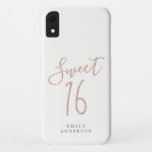 Sweet 16 Roze Glitter Script White 16th Birthday Case-Mate iPhone Case<br><div class="desc">Sweet zestien verjaardagstelefoons met chic roze glitter script op een witte achtergrond. Viel je 16e verjaardag in stijl met dit lichtroze en witte trendy design en voeg gewoon jouw naam toe. Exclusief voor u ontworpen door Happy Dolphin Studio. Neem contact met ons op via happydolphinstudio@outlook.com als je hulp of overeenkomende...</div>