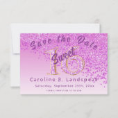 Sweet 16 Roze Glitter Stijlvol Glitter Number 16 Save The Date (Voorkant)