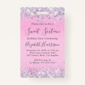 Sweet 16 Roze Glitter VIP-pas Birthday Party Badge (Achterkant)