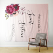 Sweet 16 roze goud bloemmotief wandkleed (In Situ (horizontaal))