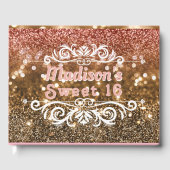 Sweet 16 Roze Gouden Glitter Bokeh Custom Gastenboek (Voorkant)