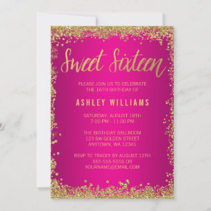 Sweet 16 Roze Gouden Glitter Verjaardag Kaart