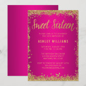Sweet 16 Roze Gouden Glitter Verjaardag Kaart (Voorkant / Achterkant)