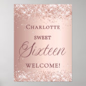 Sweet 16 roze gouden welkom  poster (Voorkant)