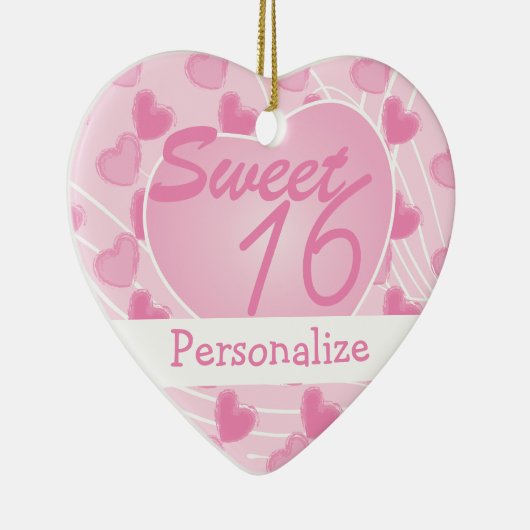 Sweet 16 Roze hart Keramisch Ornament (Rechts)