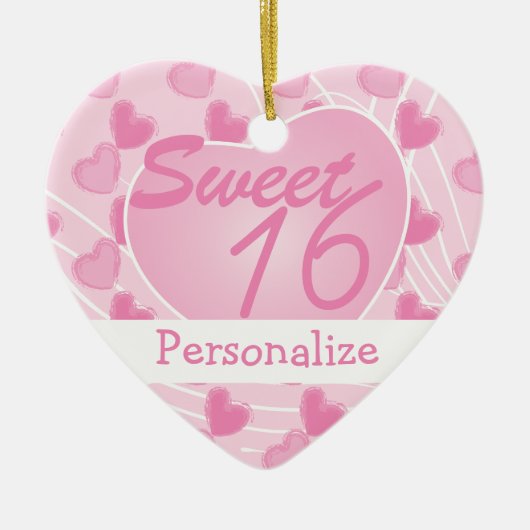 Sweet 16 Roze hart Keramisch Ornament (Voorkant)