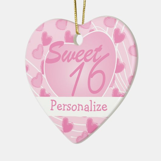 Sweet 16 Roze hart Keramisch Ornament (Links)