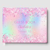 Sweet 16 roze holografisch gastenboek (Voorkant)