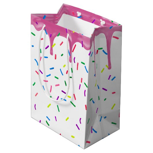 Sweet 16 Roze inkeping en springen Medium Cadeauzakje (Achterkant Gekanteld)