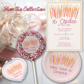 Sweet 16 roze kaarsen uitnodiging