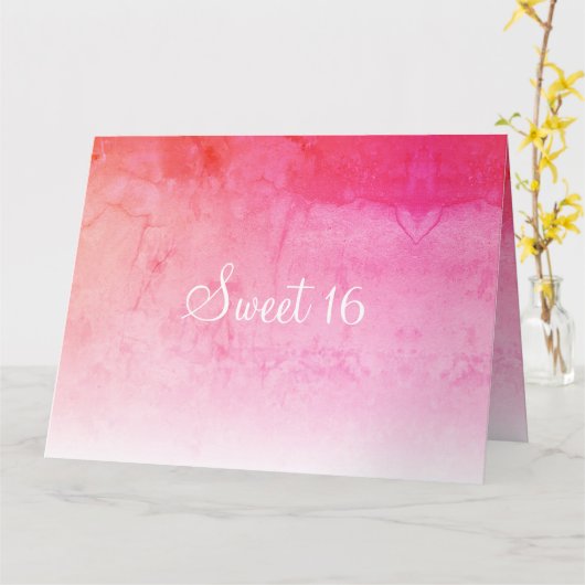 Sweet 16 roze Kaart (Gele Bloem)