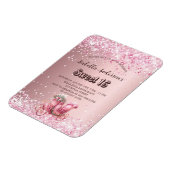 Sweet 16 roze koets luxe uitnodiging magneet (Linkerzijde)